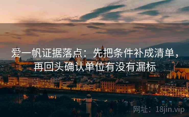 爱一帆证据落点：先把条件补成清单，再回头确认单位有没有漏标