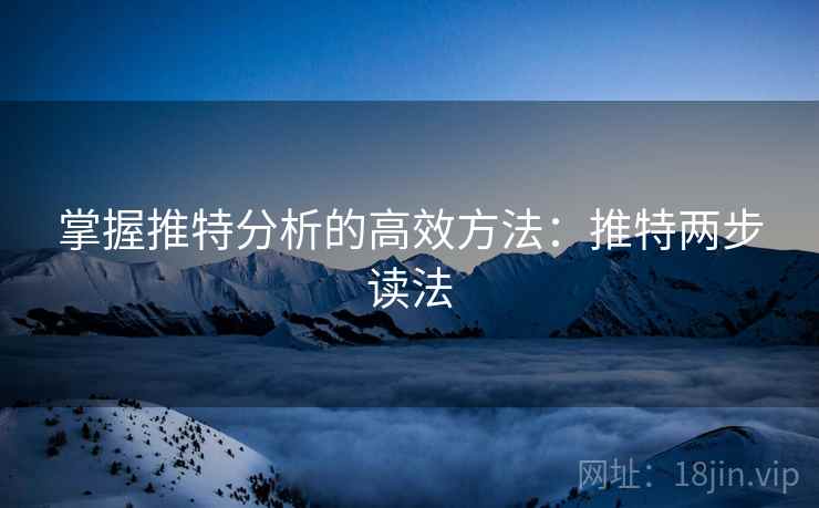 掌握推特分析的高效方法：推特两步读法