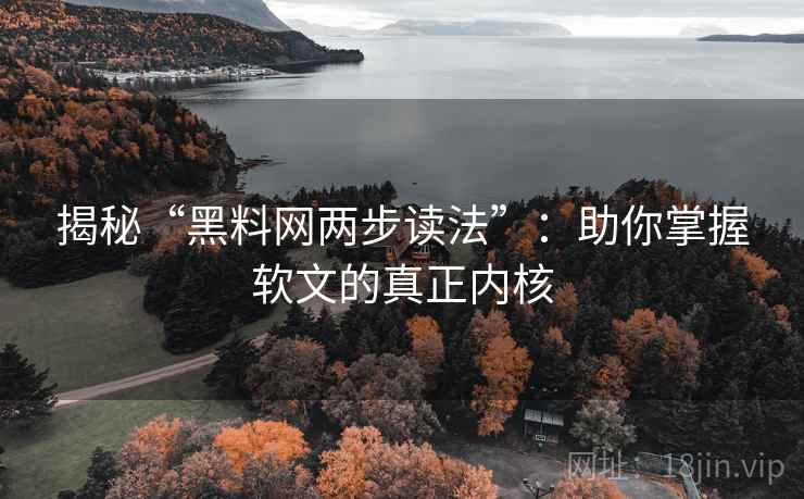 揭秘“黑料网两步读法”：助你掌握软文的真正内核