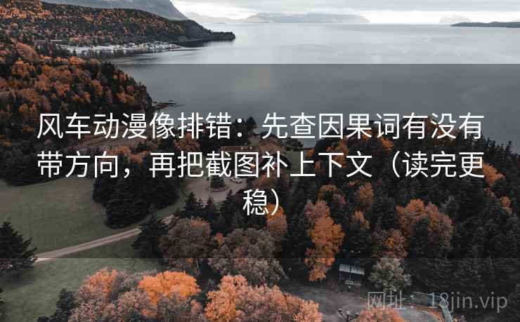 风车动漫像排错：先查因果词有没有带方向，再把截图补上下文（读完更稳）