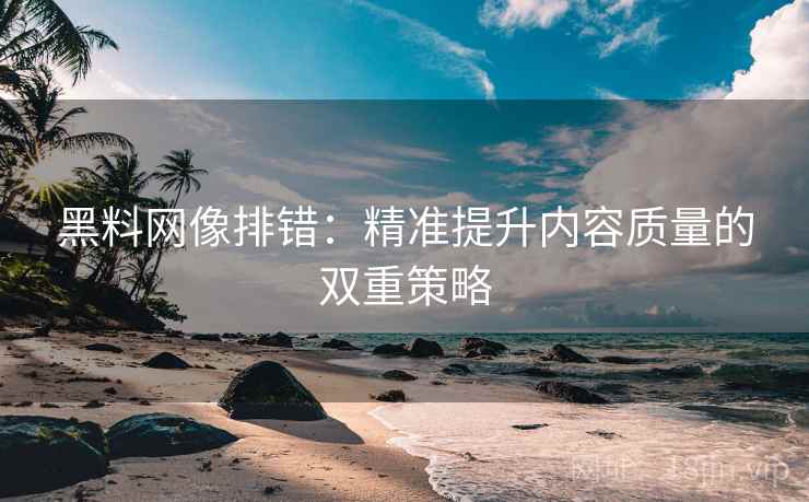 黑料网像排错：精准提升内容质量的双重策略